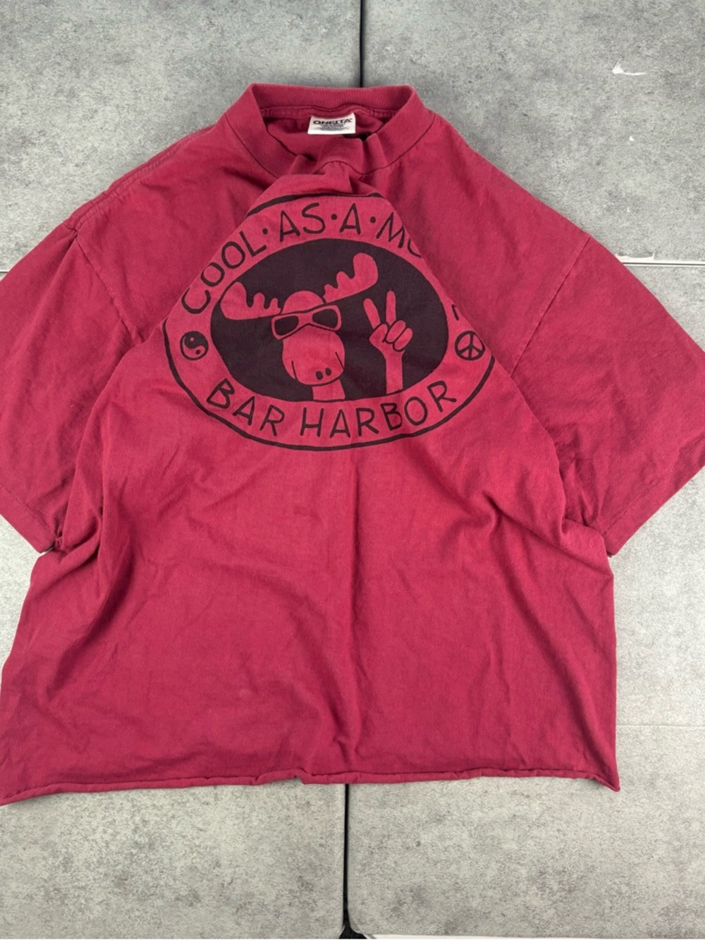 VINTAGE Cool As A Moose Shirt Mens M red Bar Harbor Maine Peace